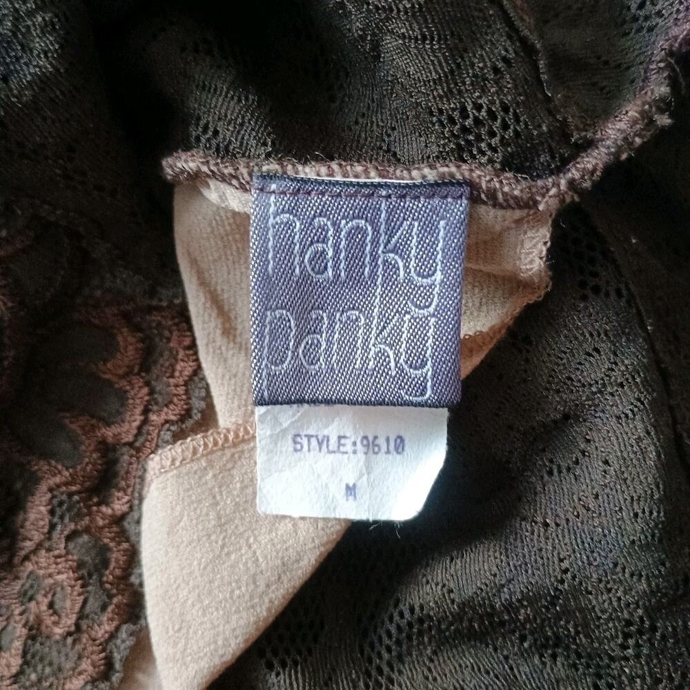 Hanky Panky Vintage Y2K Earth Tone Sheer Lace Off Shoulder Cropped Top Medium - Picture 4 of 6